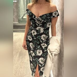 BLACK HALO | $390 Floral Hepburn Sheath Dress